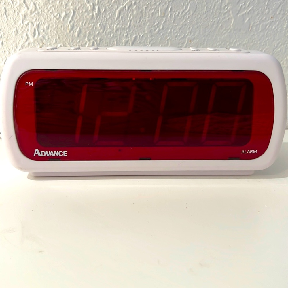 MCM Retro Alarm Clock LED Digital Snooze Red White Mod Vintage